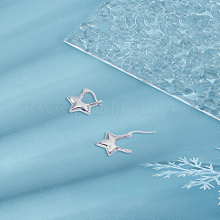 ラックメッキ真鍮スターフープピアス1組（女性用）  カドミウムフリー＆鉛フリー  プラチナ  17x16x4.5mm&nbsp;EJEW-LP0007-064