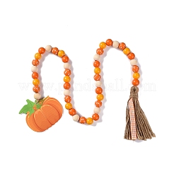 Thanksgiving Day Theme Wooden Beaded Pendant Decorations&nbsp;HJEW-K036-01A