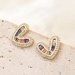Brass Micro Pave Cubic Zirconia Stud Earrings for Women&nbsp;EJEW-F352-04G
