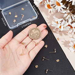 6Pcs 2 Style Star & Moon Brass Cubic Zirconia Stud Earring Findings&nbsp;KK-BBC0012-70