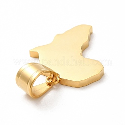 イオンプレーティング（IP）304ステンレスペンダント  地図の形のチャーム  ゴールドカラー  26x23x2mm  穴：10x7mm&nbsp;STAS-M321-02G