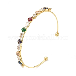 Brass Micro Pave Cubic Zirconia Cuff Bangles&nbsp;KK-D112-02G