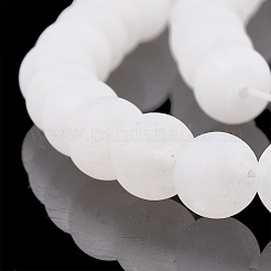 天然石ホワイトジェイドビーズ連売り  艶消し  ラウンド  8mm  穴：1mm  約46個/連  14.7インチ&nbsp;G-T106-323