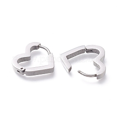 変色しない304ステンレススチール製フープピアス  ハート  ステンレス鋼色  15x15.5x3mm  ピン：1mm&nbsp;X-EJEW-O099-07P