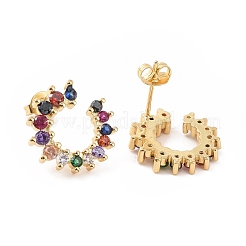Golden Tone Brass Micro Pave Cubic Zirconia Stud Earring&nbsp;ZIRC-L075-29G