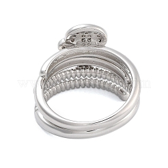 Brass Micro Pave Cubic Zirconia Boy Open Cuff Rings Set for Women&nbsp;RJEW-U002-12P