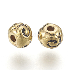 チベット風合金ビーズ  ラウンド  鉛フリー＆ニッケルフリー＆カドミウムフリー  アンティーク黄金  5.5x4.5mm  穴：1mm&nbsp;GLF5012Y-NF