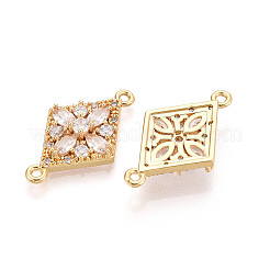 Brass Pave Clear Cubic Zirconia Links/Connector Charms&nbsp;KK-T077-64G