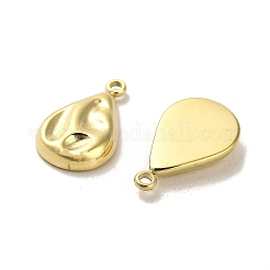 304ステンレスペンダント  テクスチャ  ティアドロップチャーム  14KGP本金メッキ  18x10.5x3mm  穴：1.6mm&nbsp;STAS-L022-127G