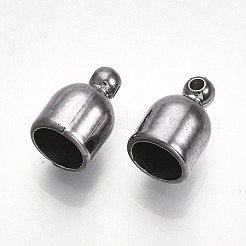 UVメッキABSプラスチックコードエンド  エンドキャップ  ガンメタ色  13x8mm  穴：1.5mm  内径：6.5mm&nbsp;LS-CCB-S162-13B-01