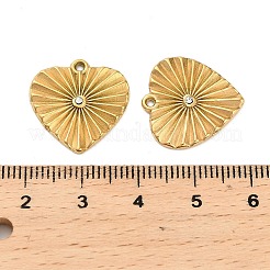 304ステンレススチールラインストーンペンダント  イオンプレーティング（ip）  ハートチャーム  18KGP本金メッキ  18.5x18x2mm  穴：1.2mm&nbsp;STAS-U047-27G