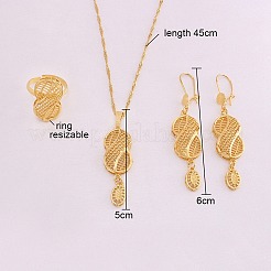 ナンバー8真鍮ネックレス＆イヤリング＆指輪セット  ゴールドカラー  ネックレス：17.72インチ（450mm）; イヤリング：60mm; リング：調節可能&nbsp;FS-WG0D364-01