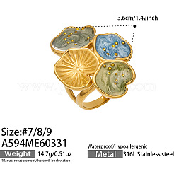 316L Surgical Stainless Steel Enamel Finger Rings for Women&nbsp;WG2740B-01