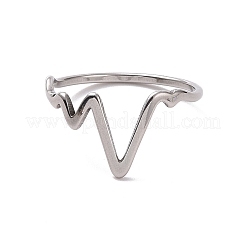 変色しない201ステンレススチール製ウェーブ指輪（女性用）  ステンレス鋼色  usサイズ6 1/2(16.9mm)&nbsp;RJEW-J051-47P