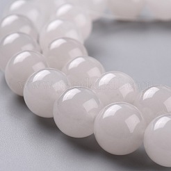 天然石ホワイトジェイドビーズ  ラウンド  染め  ホワイト  10mm  穴：1.2mm  約38個/連  14.96''（38センチメートル）&nbsp;G-G766-C-28