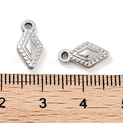 変色しない304ステンレススチールチャーム  ひし形チャーム  ステンレス鋼色  12.5x6.5x2.5mm  穴：1.4mm&nbsp;STAS-P364-19P