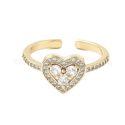 Brass Micro Pave Cubic Zirconia Cuff Rings for Women&nbsp;LS-RJEW-U031-02G