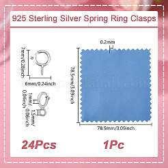 スターリングシルバースプリングリング留め金24個925個  リング  スタンプ925個付き  銀  7x6x1mm  穴：1.5mm&nbsp;STER-GO0001-59