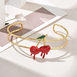 304 Stainless Steel Enamel Red Cherry Open Cuff Bangles for Women&nbsp;SA-CBA0444-02G