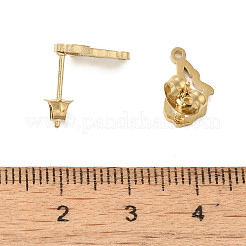 イオンプレーティング（IP）304ステンレススチールスタッドピアス金具  マップ  ゴールドカラー  12.5x8mm  穴：1.2mm  ピン：0.7x11mm&nbsp;STAS-I206-02G