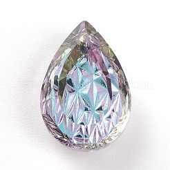 エンボスガラスラインストーンペンダント  ティアドロップ  多面カット  vitrail light  19x12x6mm  穴：1.6mm&nbsp;GLAA-J101-05B-001VL