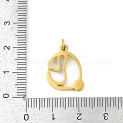 304ステンレスペンダント  キュービックジルコニア付き  丸カン付き文字チャーム  18KGP本金メッキ  文字C  18x15x2mm  穴：3mm&nbsp;STAS-R137-01G-C