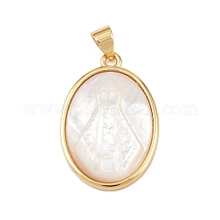 Natural White Shell Oval Pendants&nbsp;KK-F919-43B-G