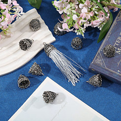 チベットスタイルの亜鉛合金ペンダントベイル10個  タッセルキャップ保釈  アンティークシルバー  22.5x18x17mm  穴：2.5mm&nbsp;FIND-CA0011-51