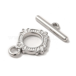 変色しない304ステンレススチールのトグル留め具  花  ステンレス鋼色  リング：17.5x14x2mm  穴：2mm  バー：16.5x5x2mm  穴：1.2mm&nbsp;STAS-H212-17P