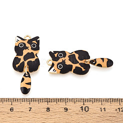 合金エナメルチャーム  ゴールドカラー  猫のチャーム  鉛フリー＆カドミウムフリー  ブラック  39x15.5x2mm  穴：2mm&nbsp;FIND-Q102-12H