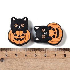 ハロウィンテーマのシリコンフォーカルビーズ  猫の形  猫の形  30x23.5x9.5mm  穴：2mm&nbsp;SIL-M005-04C