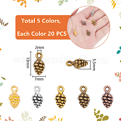 100Pcs 5 Colors Tibetan Style Alloy Charms&nbsp;FIND-UN0004-32