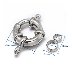 真鍮のスプリングリングの留め金  カドミウムフリー＆鉛フリー  プラチナ  12.5~13x6mm  チューブベイル: 9x5x1.5mm  穴：2.5mm&nbsp;KK-L082C-01P