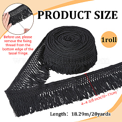 綿コードタッセルリボン  洋服アクセサリー  ブラック  4~4-3/8インチ（100~110mm）  約20.00ヤード（18.29m）/バンドル&nbsp;OCOR-WH0078-487A-01