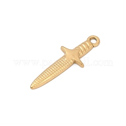 304ステンレスペンダント  イオンプレーティング（ip）  ダガーチャーム  18KGP本金メッキ  24x8.5x1.5mm  穴：1.6mm&nbsp;STAS-C121-30G