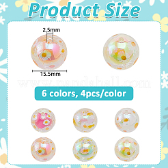 24Pcs 6 Colors UV Plating Printed Transparent Acrylic Beads&nbsp;TACR-DC0001-11