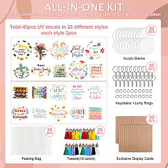 Flower Theme DIY Blank Oval Acrylic Keychain Making Kits&nbsp;DIY-GO0002-74