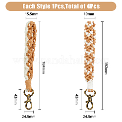4Pcs 4 Style Cotton Linen Handmade Braided Wrist Lanyard Pendant Decorations&nbsp;KEYC-FH0001-35