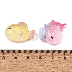 海洋生物をモチーフにした透明樹脂とグリッターパウダーのカボション  ミックスカラー  混合図形  17~25x19~26x9~14mm&nbsp;RE-CBA2F5E-02