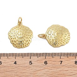 真鍮チャーム  カドミウムフリー＆鉛フリー  シェルチャーム  丸カン付き  18KGP本金メッキ  20x17x3.5mm  穴：3mm&nbsp;KK-Q006-09G