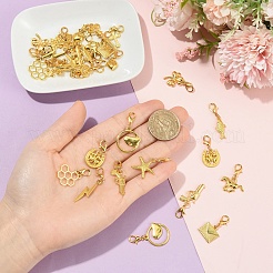 30スタイルの合金ペンダント装飾15個  合金製カニカン付き  ゴールドカラー  25~44mm  2個/スタイル&nbsp;HJEW-YW00372