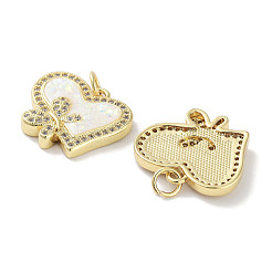 Brass Micro Pave Clear Cubic Zirconia Pendants&nbsp;KK-L213-018G-02
