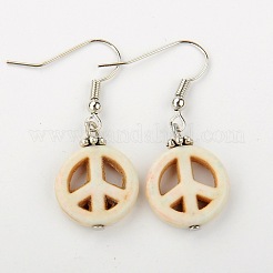 Dangle Peace Sign Earrings for Women&nbsp;EJEW-JE00984