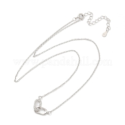 925 Sterling Silver Micro Pave Clear Cubic Zirconia Pendant Necklaces&nbsp;NJEW-D317-01P