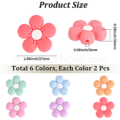 12Pcs 6 Colors Silicone Beads&nbsp;SIL-PA0001-63
