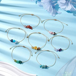7Pcs 7 Styles Natural & Synthetic Mixed Gemstone Braided Bead Bracelets Set&nbsp;BJEW-JB11034