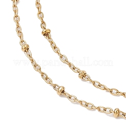 304ステンレススチール製バージンクロスペンダントロザリオビーズネックレス  ゴールドカラー  24.41インチ（62cm）&nbsp;NJEW-JN05415