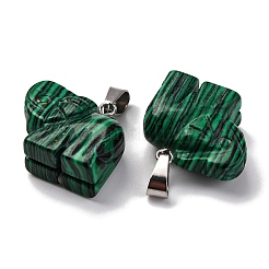 合成マラカイトペンダント  201ステンレススチール製金具付き  象  19x22x10mm  穴：4x8mm&nbsp;G-B127-05P-01
