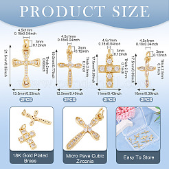 8Pcs 4 Styles Brass Micro Pave Cubic Zirconia Pendants&nbsp;KK-TA0002-91