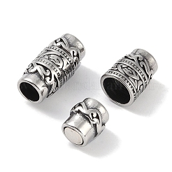 チベットスタイル 316 外科用ステンレススチール製磁気留め具  コラム  アンティークシルバー  17x8.5x8.5mm  穴：5.5mm&nbsp;STAS-P362-12B-AS